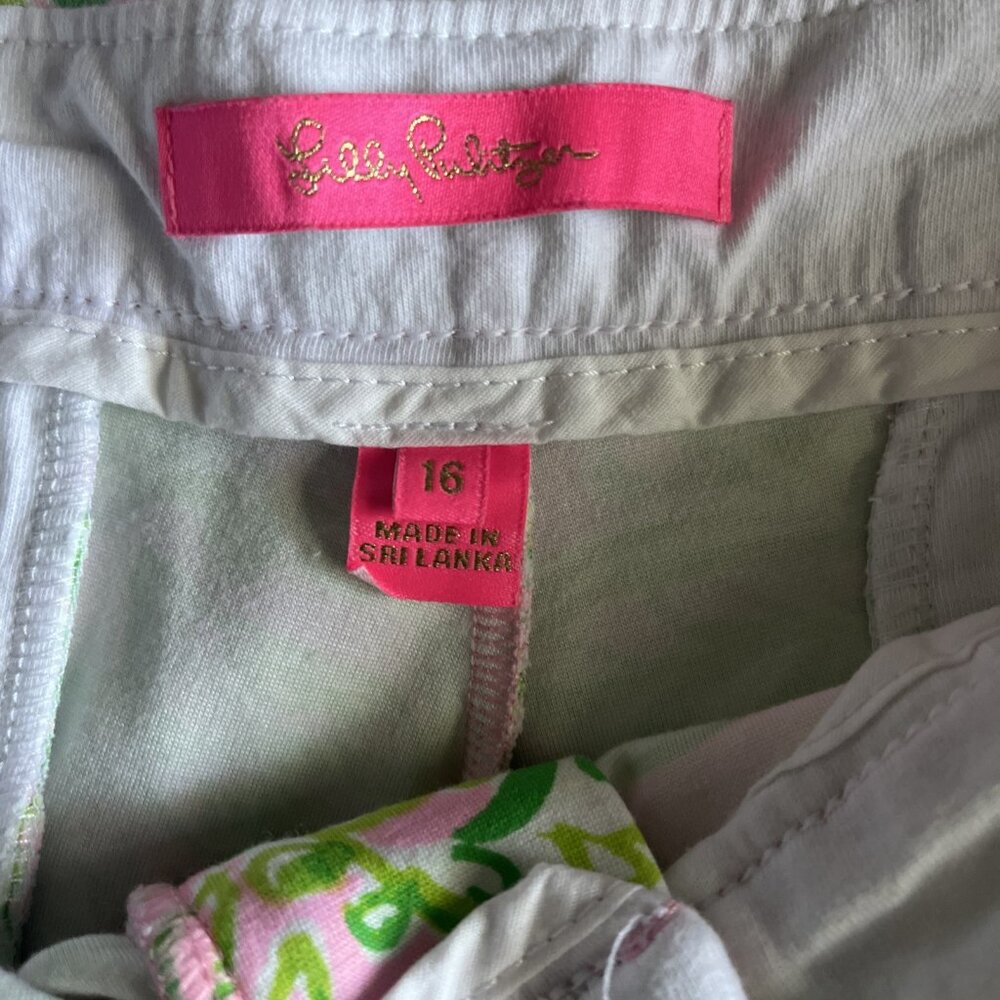 Lilly Pulitzer Darci Knit Scalloped Shorts Mandevilla Pineapple Sz 16 Resort EUC - Picture 2 of 5